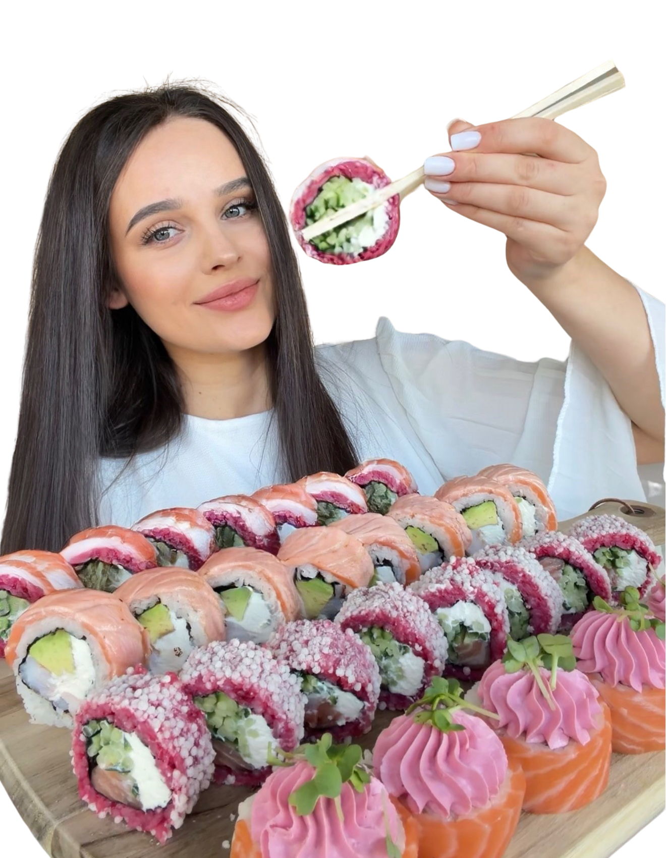 Яна з ролом у паличках